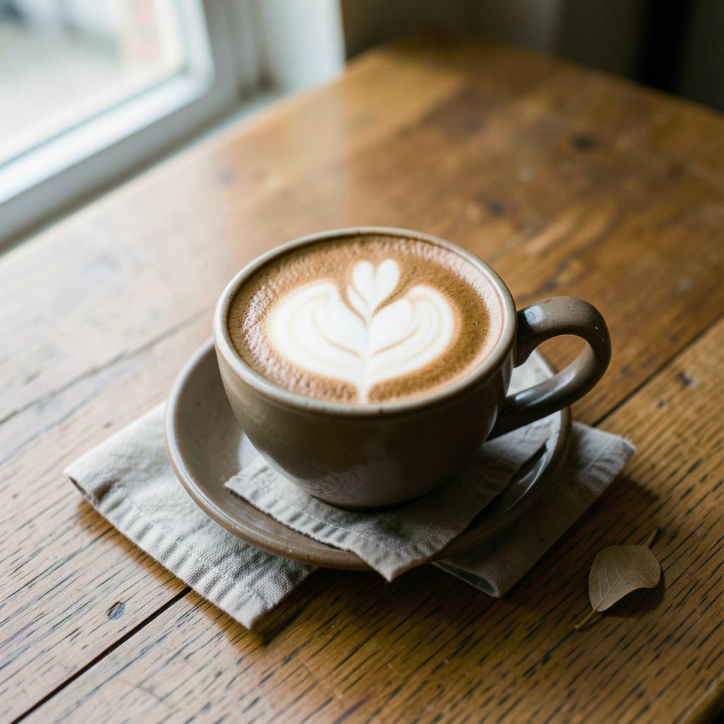 Oak Latte with delicate latte art
